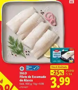 Lidl Iglo - filete de escamudo do alasca promoção