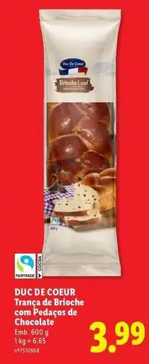 Lidl com - duo de coeur tranca de brioche com pedaceo de chocolate promoção