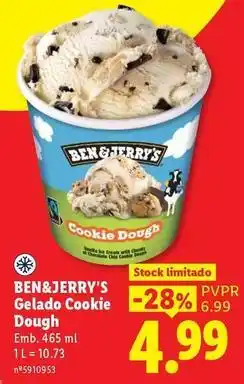 Lidl Ben&jerry´s - gelado cookie dough promoção