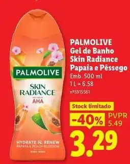Lidl Palmolive - gel de banho skin radiance papaia e pessego promoção