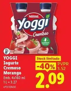 Lidl Nestle - yoggi iogurte cremoso morango promoção