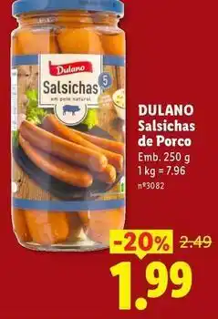 Lidl Dulano - salsichas de porco promoção