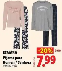 Lidl Esmara - pijama para homem/senhora promoção