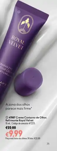 Oriflame Creme Contorno de Olhos Refirmante Royal Velvet promoção