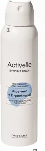 Oriflame Spray desodorizante antitranspirante invisible fresh activelle promoção