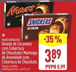 ALDI Mars/snicker's gelado de caramelo com cobertura de chocolate/manteiga de amendoim com cobertura de chocolate promoção
