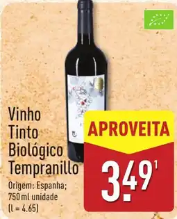 ALDI Vinho Tinto Biológico Tempranillo promoção