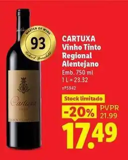 Lidl Cartuxa - vinho tinto regional alentejano promoção