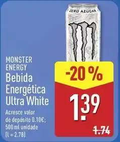 ALDI Monster - bebida energética ultra white promoção