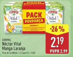 ALDI Compal - néctar vital manga laranja promoção