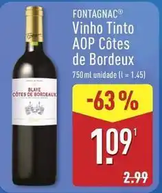 ALDI Vinho tinto aop cotes de bordeux promoção