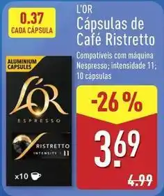 ALDI L'or - capsulas de cafe ristretto promoção