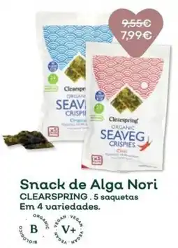 Celeiro Snack de Alga Nori Clearspring promoção