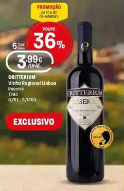 Intermarché Critterium vinho regional lisboa reserva tinto promoção
