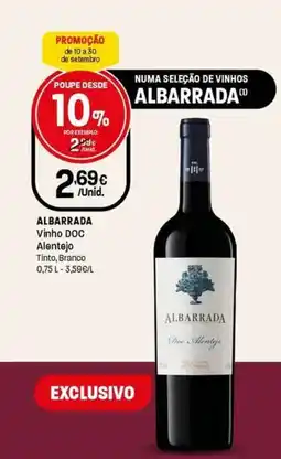 Intermarché Albarrada vinho DOC Alentejo Tinto, Branco promoção