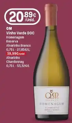 Intermarché QM Vinho Verde DOC Homenagem Reserva Alvarinho Branco promoção