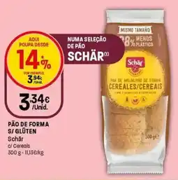 Intermarché Pão de forma S/gluten Schär C/ Cereals promoção