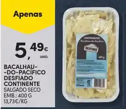 Continente Bacalhau-do-pacifico desfiado continente salgado seco promoção
