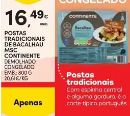 Continente Postas tradicionais de bacalhau msc continente demolhado congelado promoção