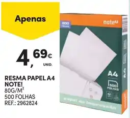Continente resma papel a4 note! promoção