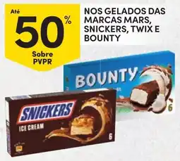 Continente Nossos gelados das marcas mars, snickers, twix e bounty promoção