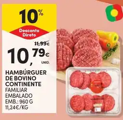 Continente Hambúrger de bovino continente promoção