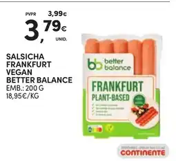 Continente Salsicha frankfurt vegan better balance promoção