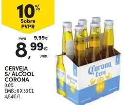 Continente Cerveja s/ álcool corona promoção