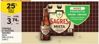 Continente Cerveja c/ alcool sagres mista promoção