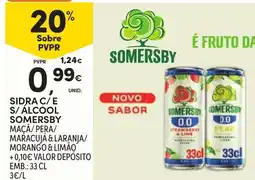 Continente Sidra c/e s/alcool somersby maçã/pera/maracujá&laranja/morango&limão promoção