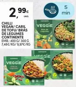 Continente Chilli vegan/caril de tofu/brás de legumes continente promoção
