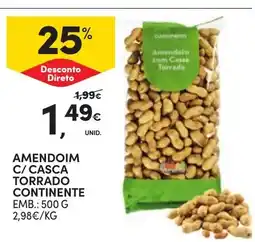 Continente amendoim c/ casca torrado continente promoção