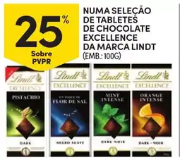 Continente Numa seleção de tabletes de chocolate excellence da marca lindt promoção