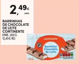 Continente Barrinhas chocolate de leite continente promoção