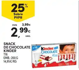 Continente Snack de chocolate kinder promoção