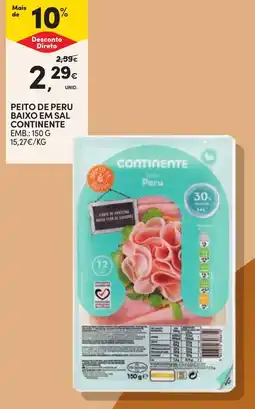 Continente Peito de peru baixo em sal continente promoção