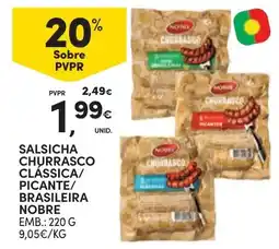 Continente Salsicha churrasco classica/picante/brasileira nobre promoção