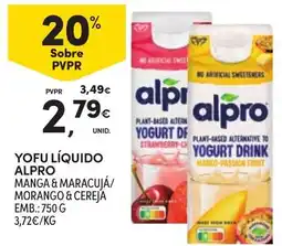 Continente Yofu líquido alpro manga & maracujá/ morango & cereja promoção