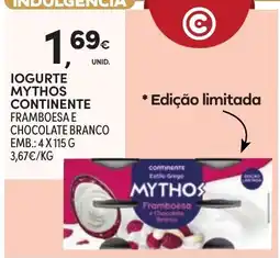 Continente Iogurte mythos continente framboesa e chocolate branco promoção