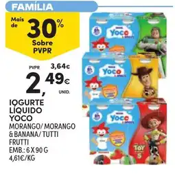 Continente Iogurte líquido yoco morango/morango & banana/tutti frutti promoção