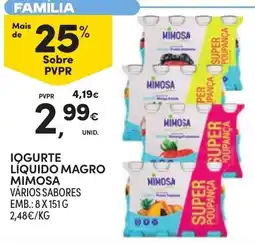 Continente Iogurte líquido magro mimosa promoção
