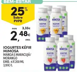 Continente Iogurtes kefir mimosa manga e maracujá/ morango promoção