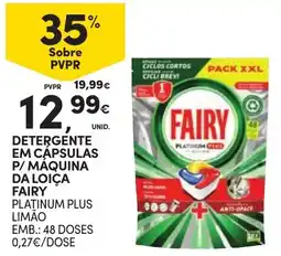 Continente Detergente em cápsulas p/ máquina da loiça fairy platinum plus limão promoção