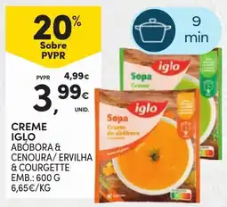 Continente Creme iglo abóbora & cenoura/ ervilha & courgette promoção
