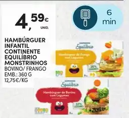 Continente Hambúrger infantil continente equilíbrio monstrinhos promoção
