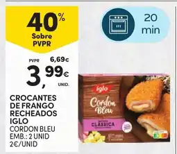 Continente Crocantes de frango recheados iglo cordon bleu promoção