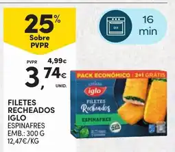 Continente filetes recheados iglo espinafres promoção