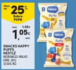 Continente Snacks happy puffs nestlé morango/milho promoção