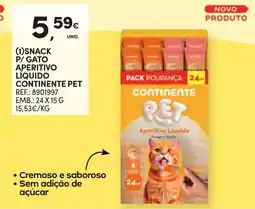 Continente Snack p/ gato aperitivo líquido continente pet promoção