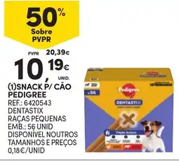 Continente Snack p/ cão pedigree dentastix raças pequenas promoção